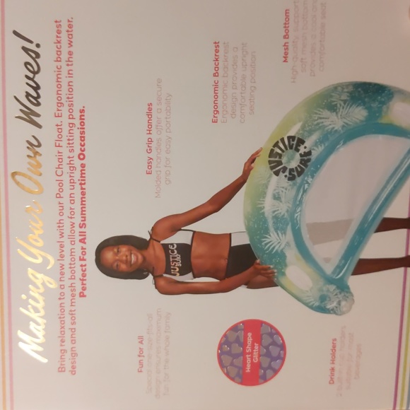 Justice Pool Chair Float Inflatable New In Box - Picture 5 of 5
